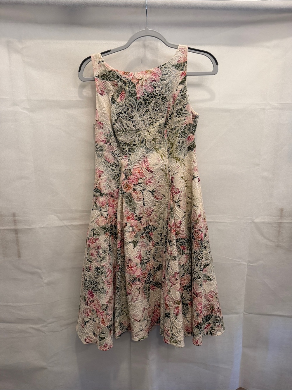 Adrianna Papell Pink Floral Lace Fit-and-Flare Dress